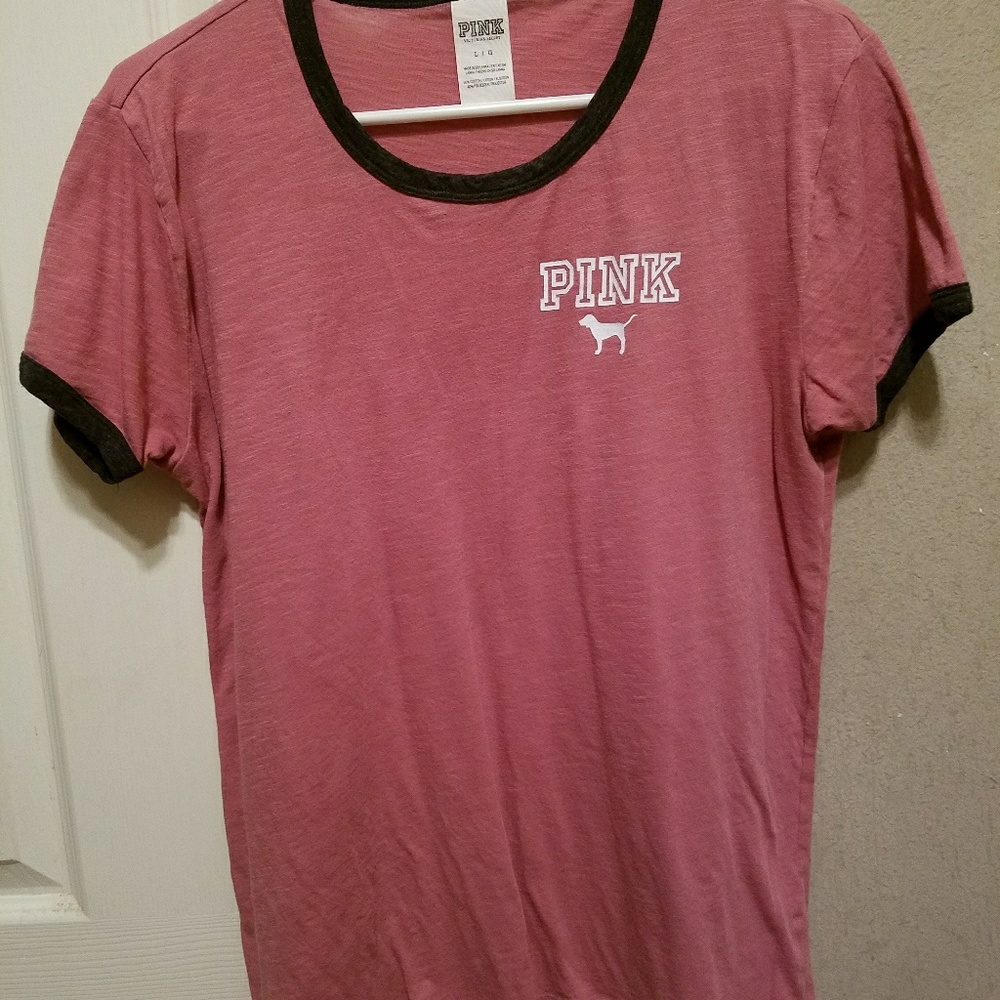 VICTORIA SECRET PINK RAGLAN TEE SZ LG